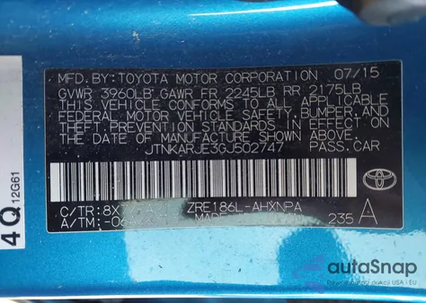 2016 Scion Im z USA, uszkodzony, nr VIN JTNKARJE3GJ502747